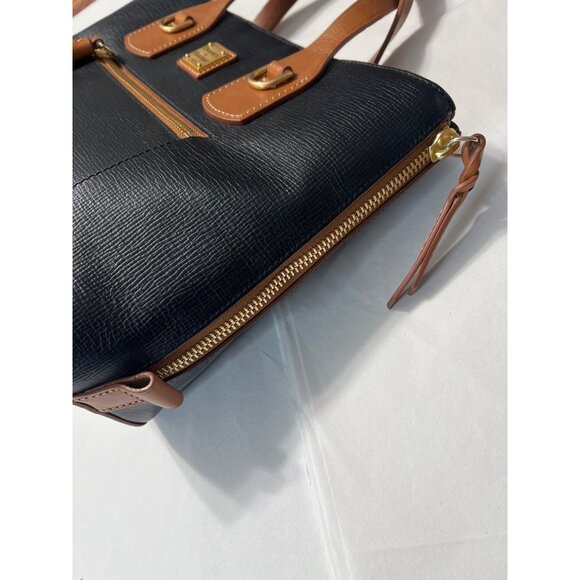 Vintage Dooney & Bourke Black & Tan Leather Satchel - Picture 10 of 13